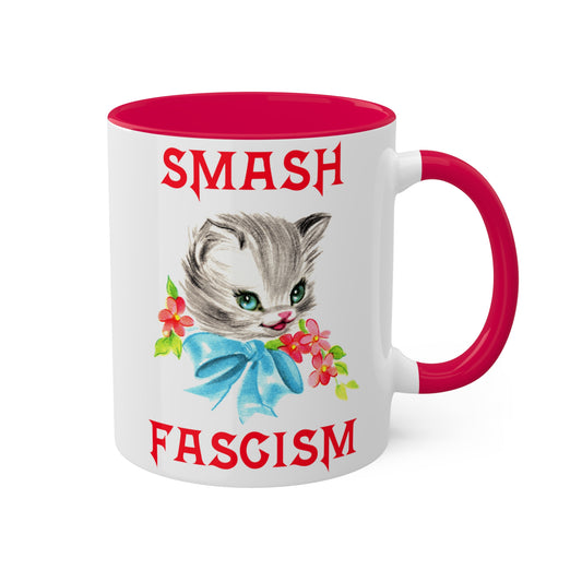 Cute Kitty Smash Fascism Mug - Antifa Mug