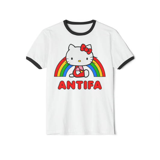 Cute Hello Kitty Antifa Ringer T-Shirt