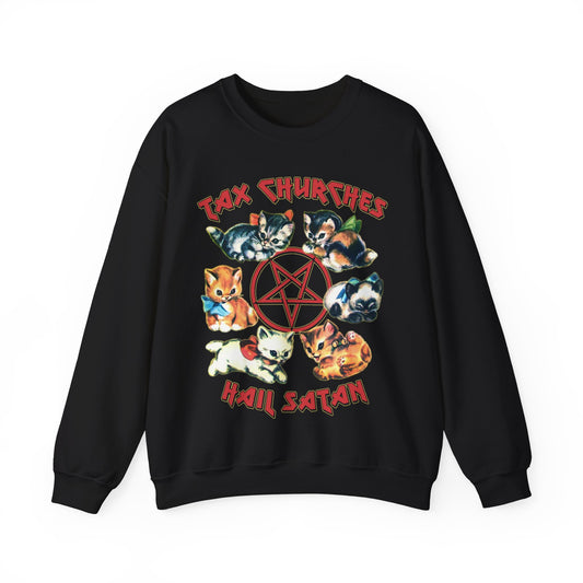 Cute Kitty Tax Churches Hail Satan Sweatshirt