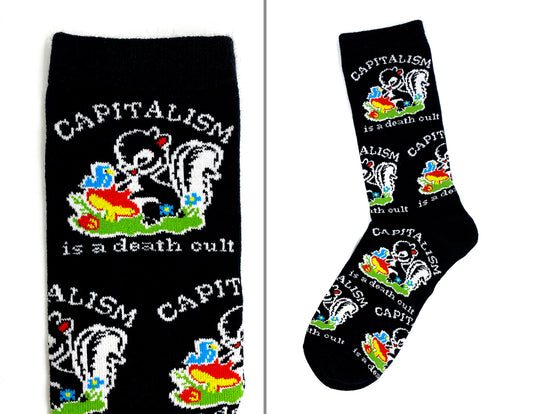 Cute Retro Capitalism is a Death Cult Socks