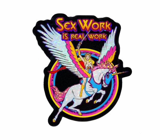 80s Retro Glitter Sex Work is Real Work Sticker