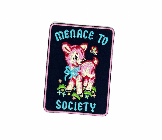 Cute Retro Deer Menace to Society Patch