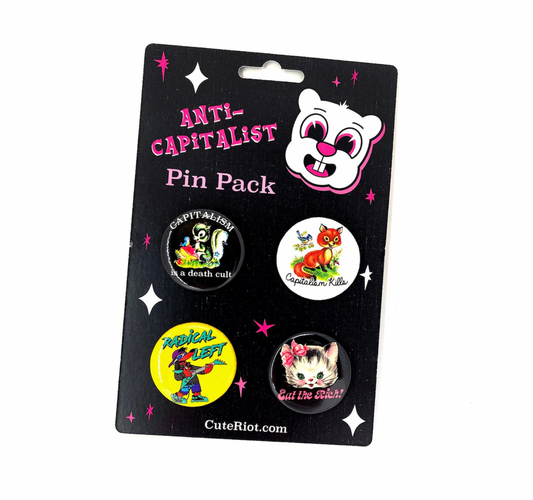 Cute Retro Anti-Capitalist Pin Pack