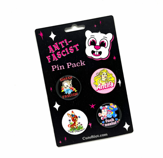 Cute Retro Anti-Fascist Pin Pack