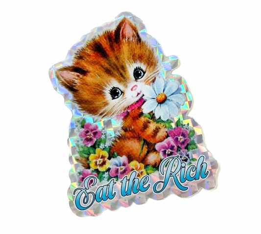 Cute Kitty Eat The Rich Sticker