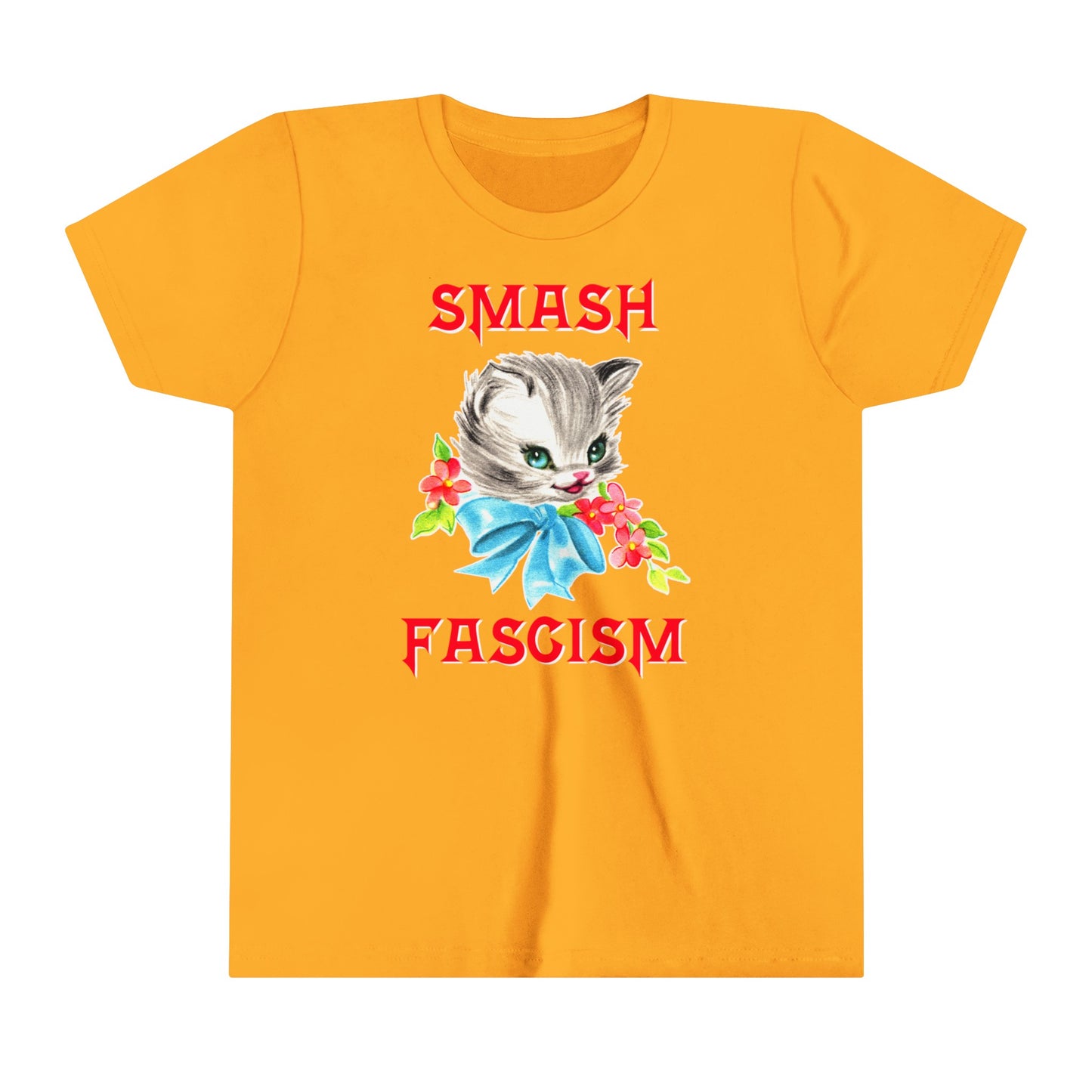 Kids Cute Kitty Smash Fascism Youth T-Shirt