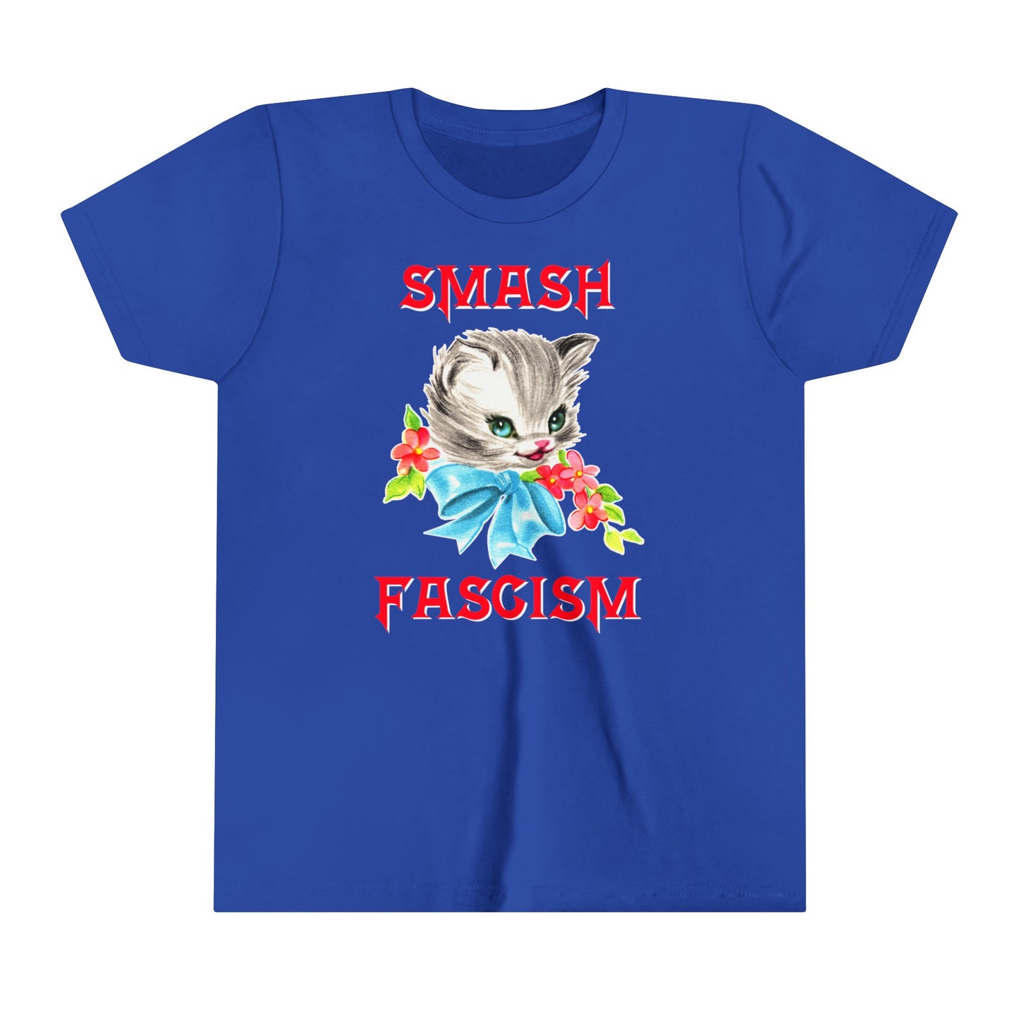 Kids Cute Kitty Smash Fascism Youth T-Shirt