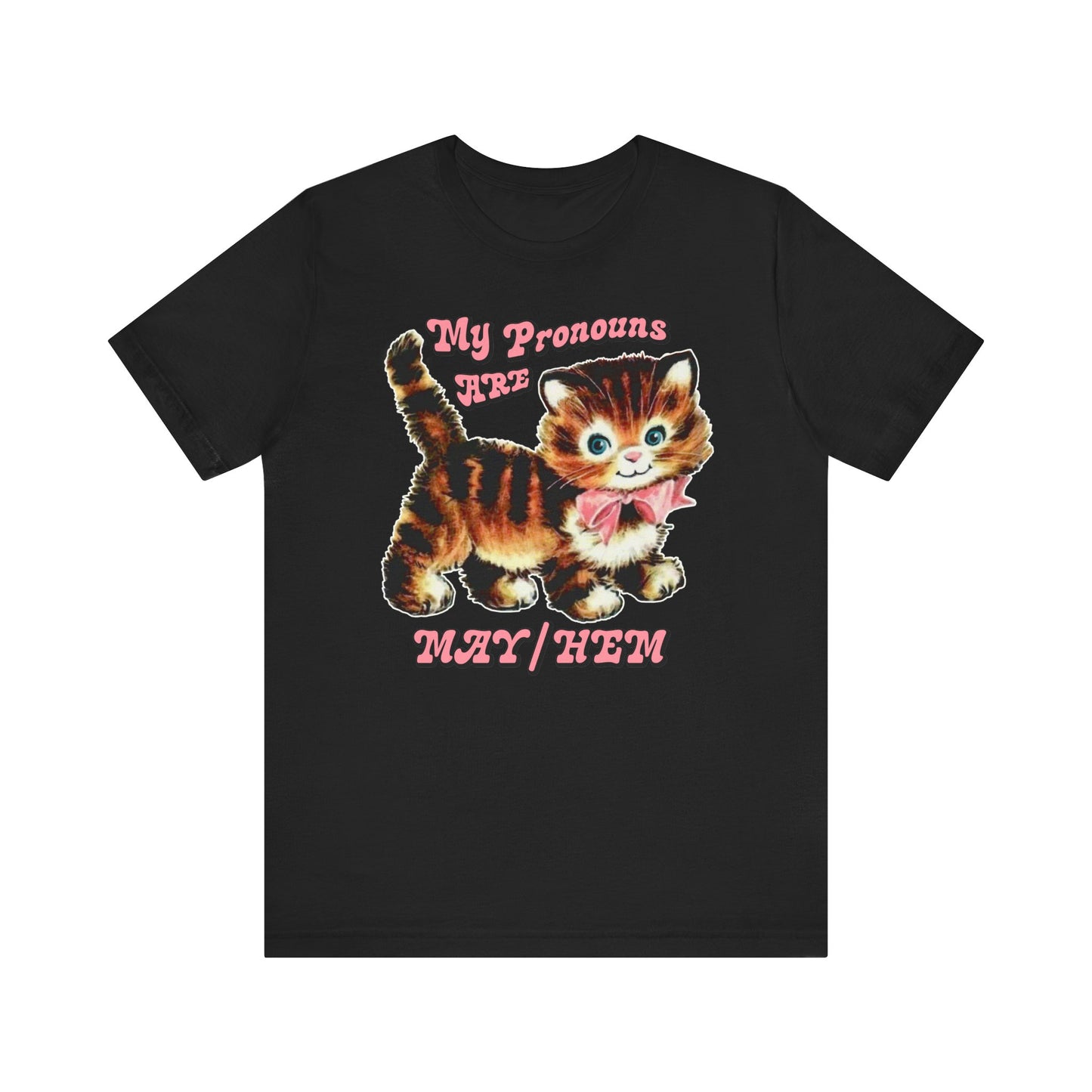 Cute Retro Kitty My Pronouns are May/Hem T-Shirt