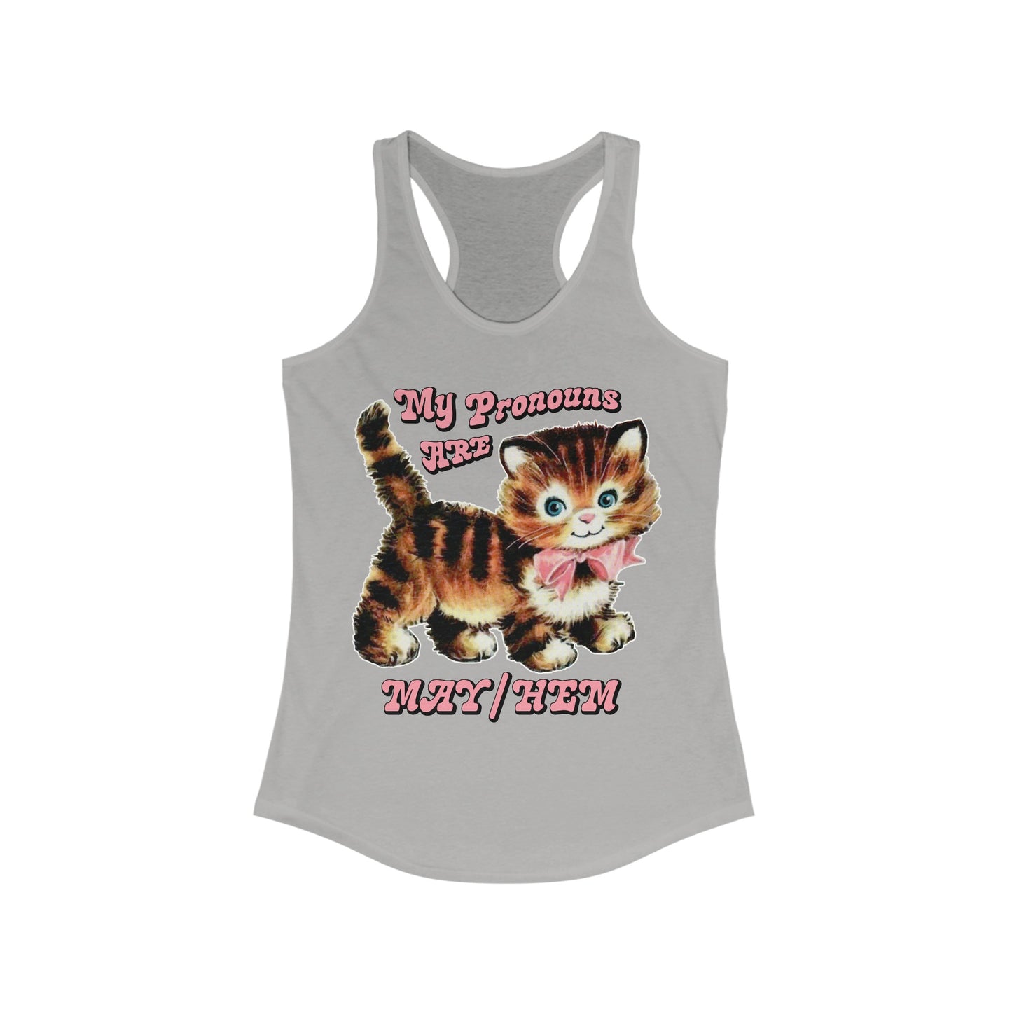 Cute Retro Kitty My Pronouns are May/Hem Women's Tank Top