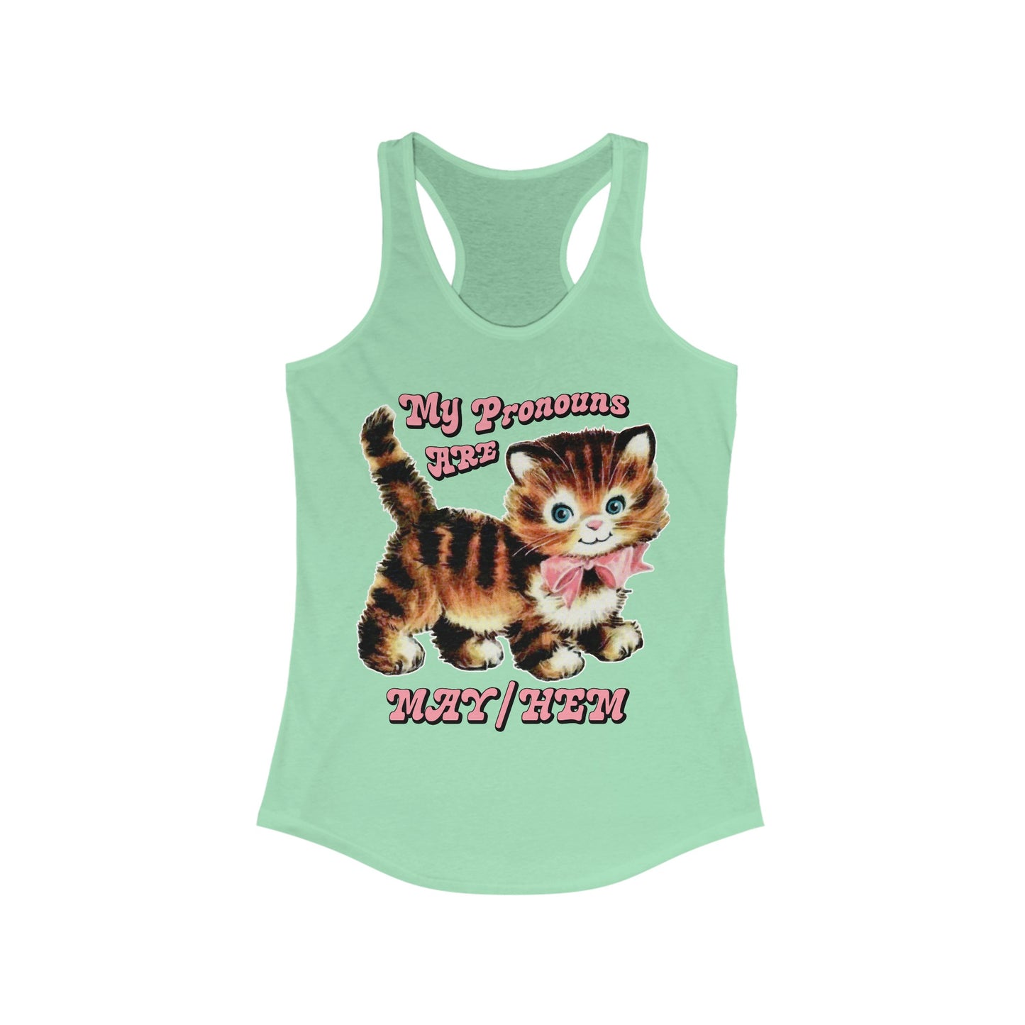 Cute Retro Kitty My Pronouns are May/Hem Women's Tank Top