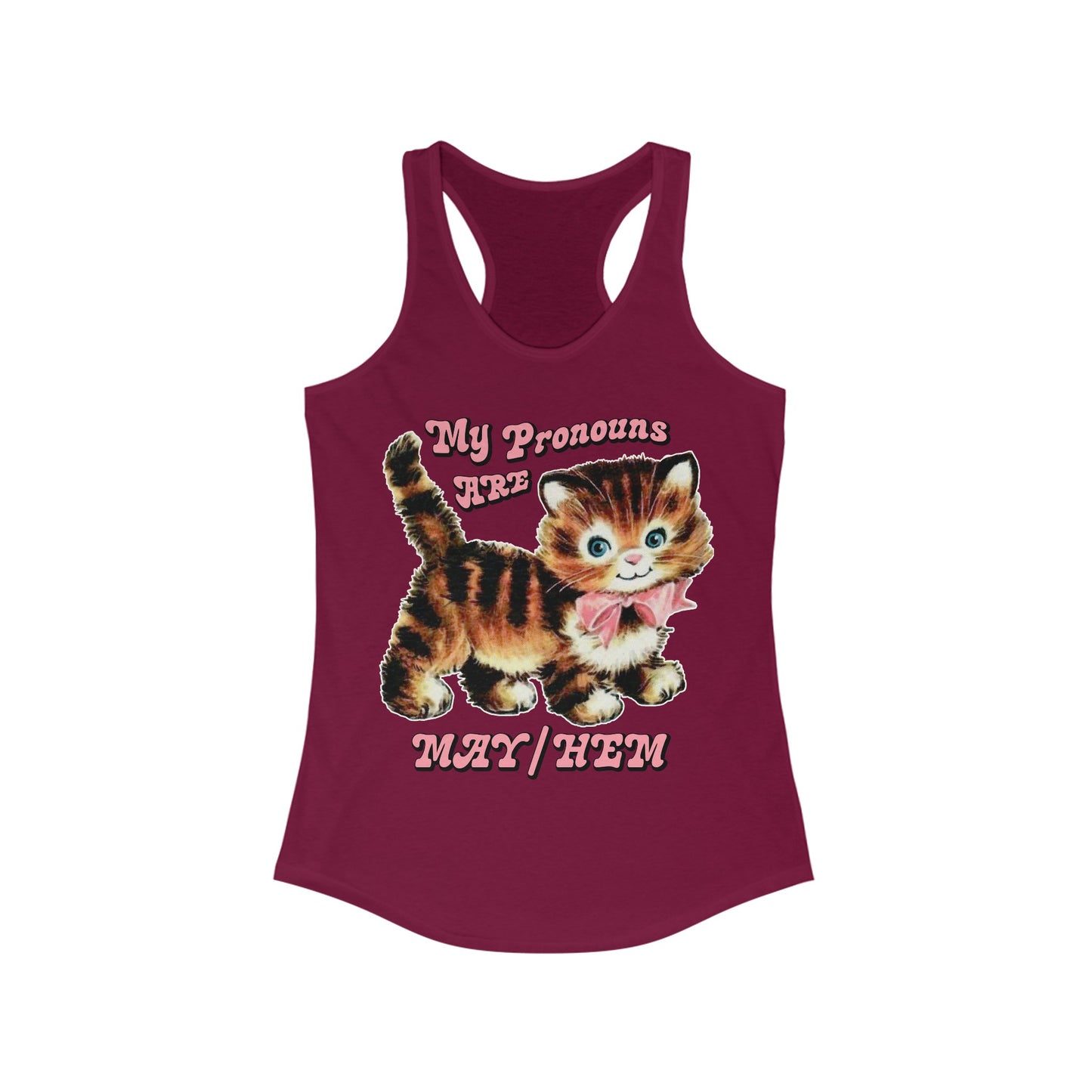 Cute Retro Kitty My Pronouns are May/Hem Women's Tank Top