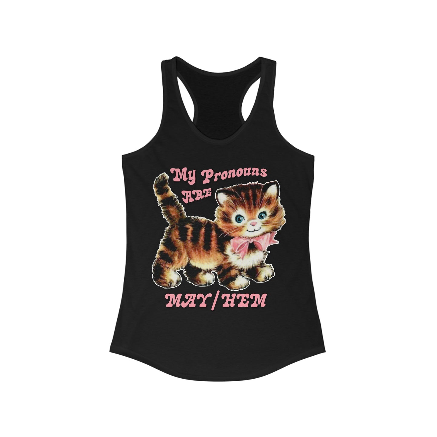 Cute Retro Kitty My Pronouns are May/Hem Women's Tank Top