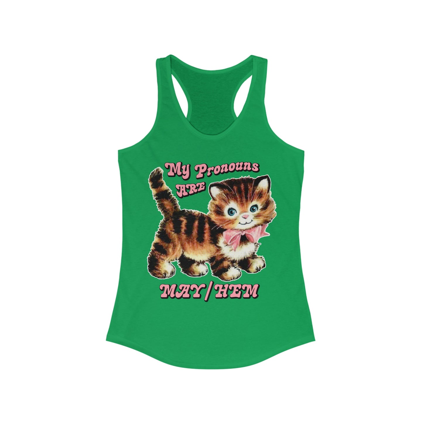 Cute Retro Kitty My Pronouns are May/Hem Women's Tank Top