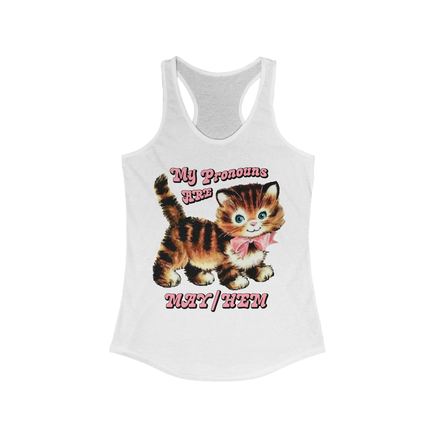 Cute Retro Kitty My Pronouns are May/Hem Women's Tank Top