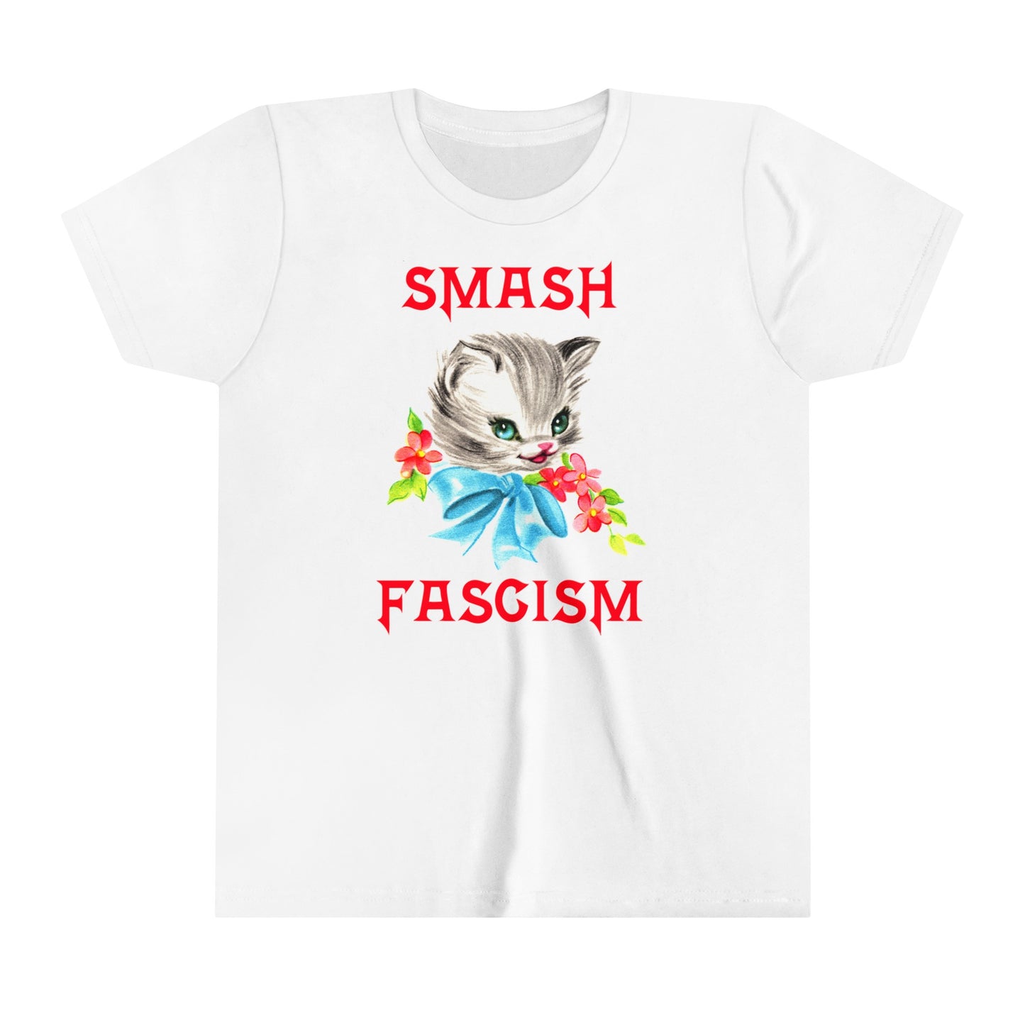 Kids Cute Kitty Smash Fascism Youth T-Shirt