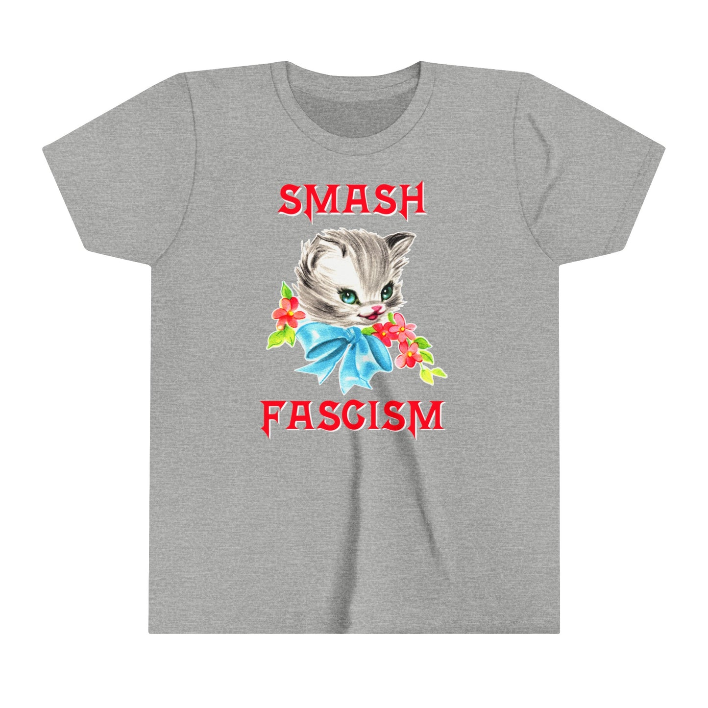 Kids Cute Kitty Smash Fascism Youth T-Shirt