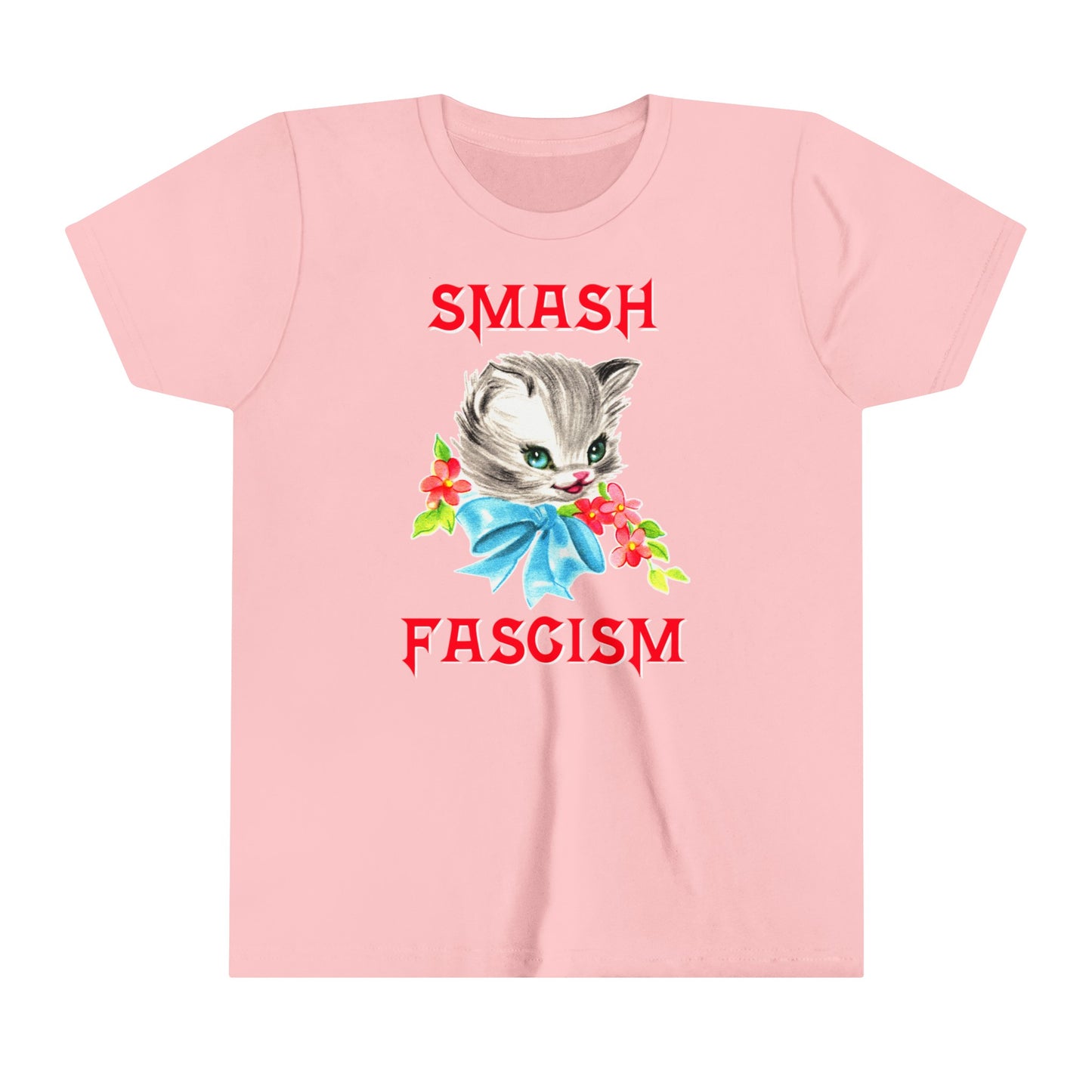 Kids Cute Kitty Smash Fascism Youth T-Shirt