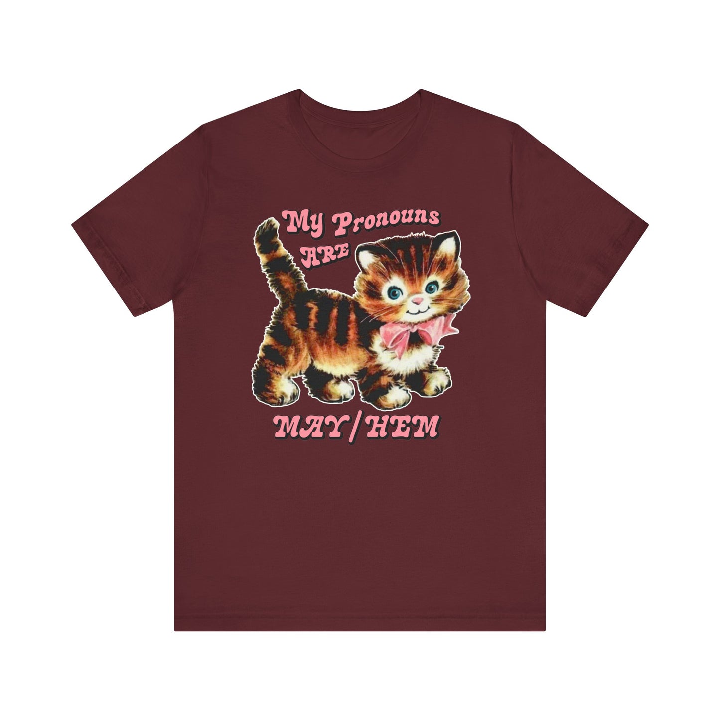 Cute Retro Kitty My Pronouns are May/Hem T-Shirt