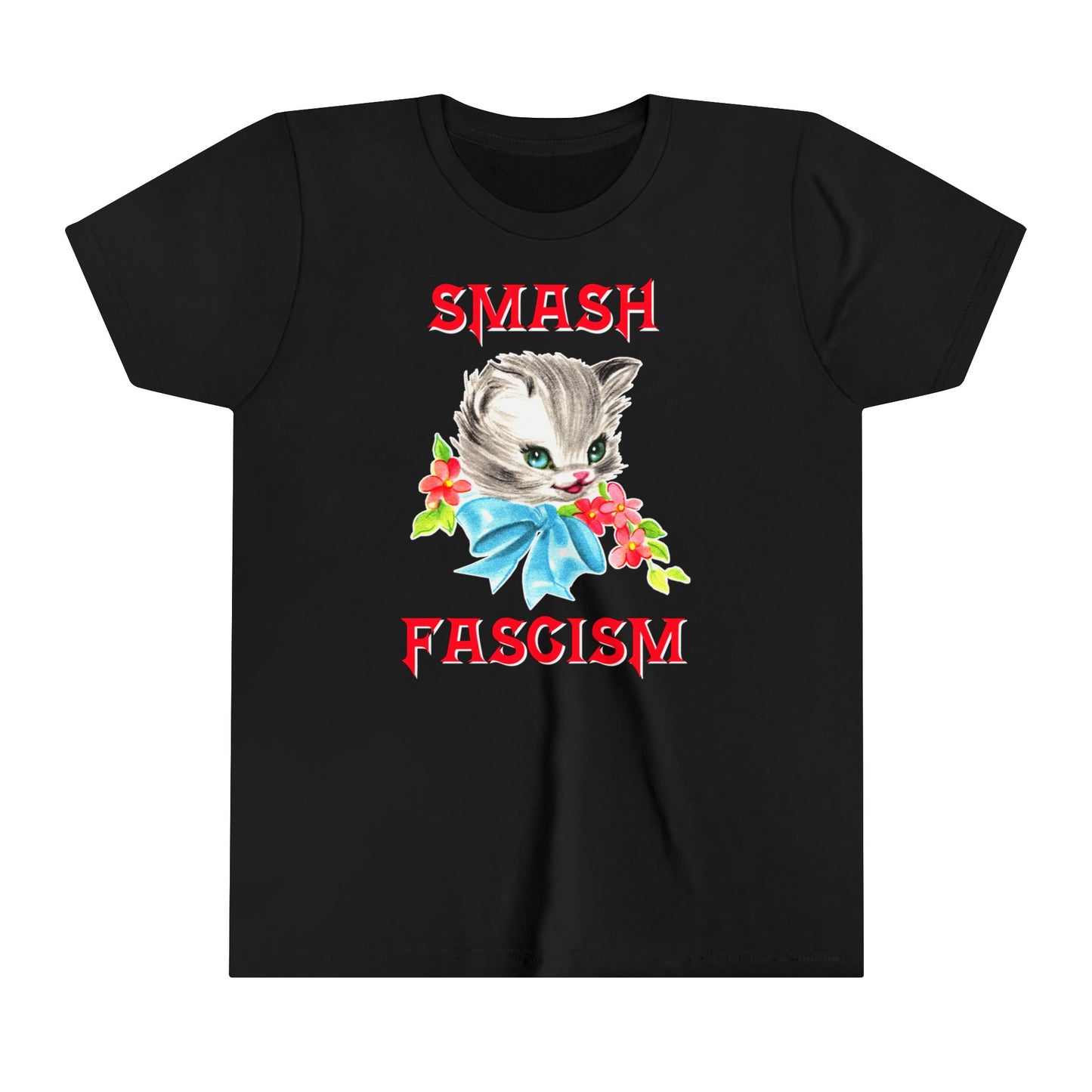 Kids Cute Kitty Smash Fascism Youth T-Shirt