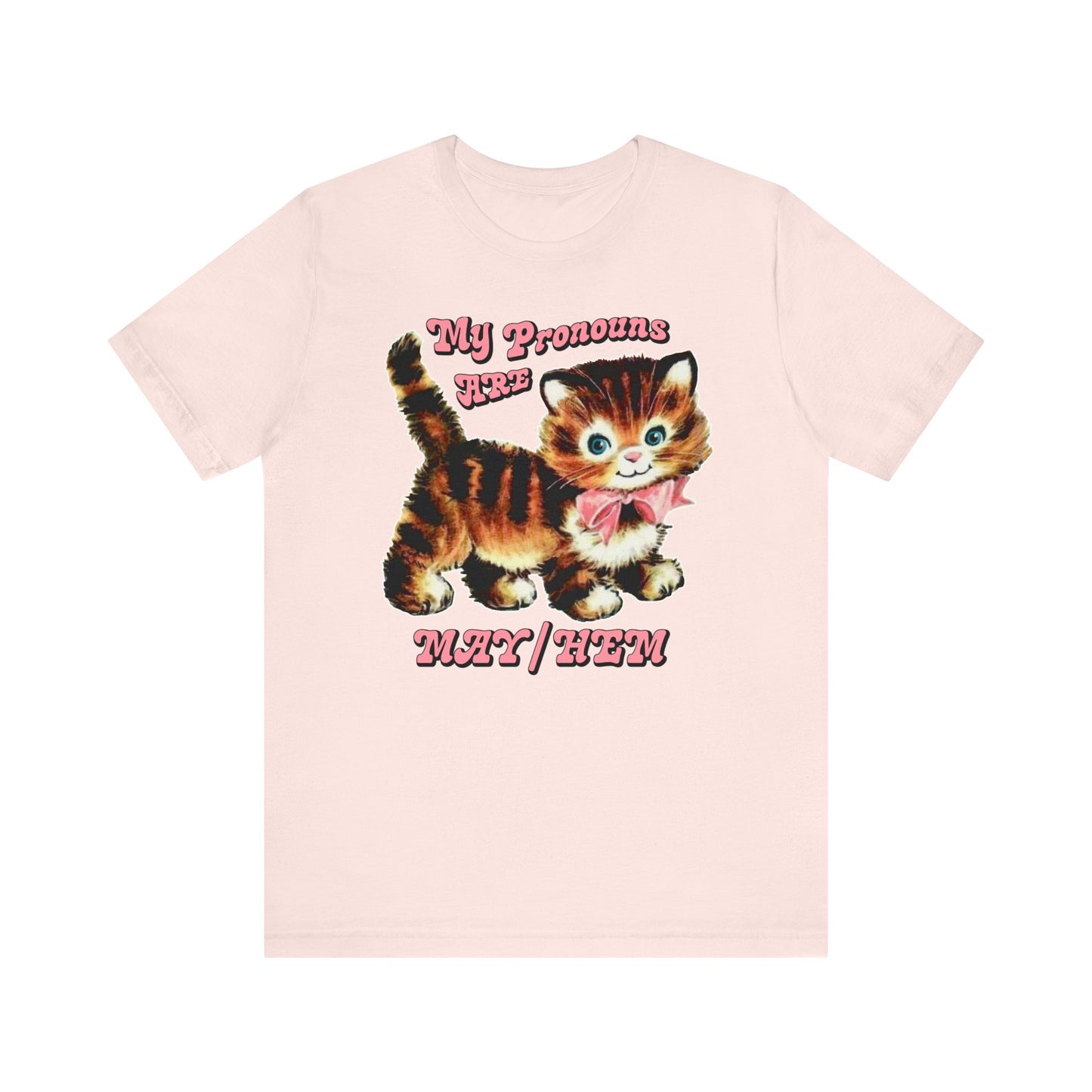 Cute Retro Kitty My Pronouns are May/Hem T-Shirt