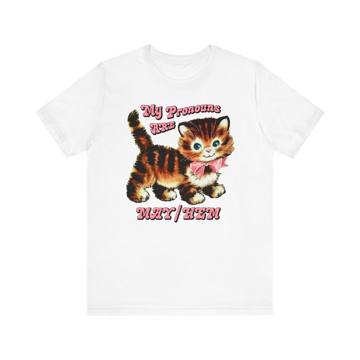 Cute Retro Kitty My Pronouns are May/Hem T-Shirt