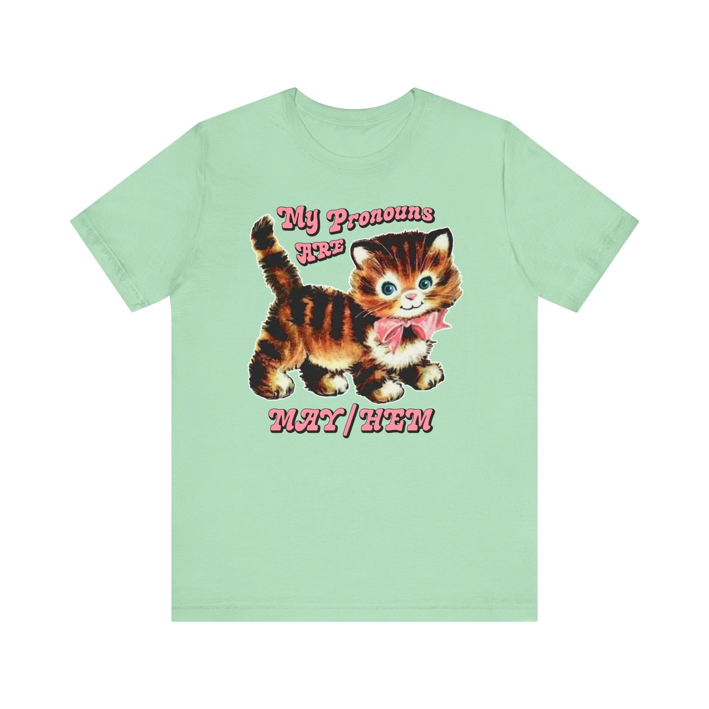 Cute Retro Kitty My Pronouns are May/Hem T-Shirt