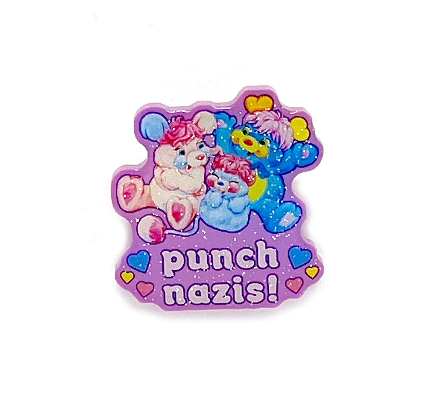 Cute Glitter Anti-Fascist Acrylic Pins