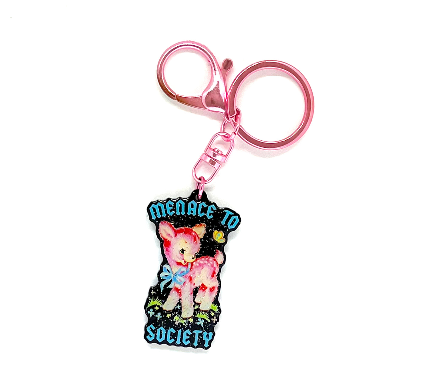 Cute Glitter Menace to Society Keychain