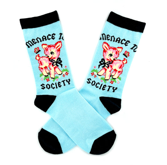 Cute Retro Deer Menace to Society Socks