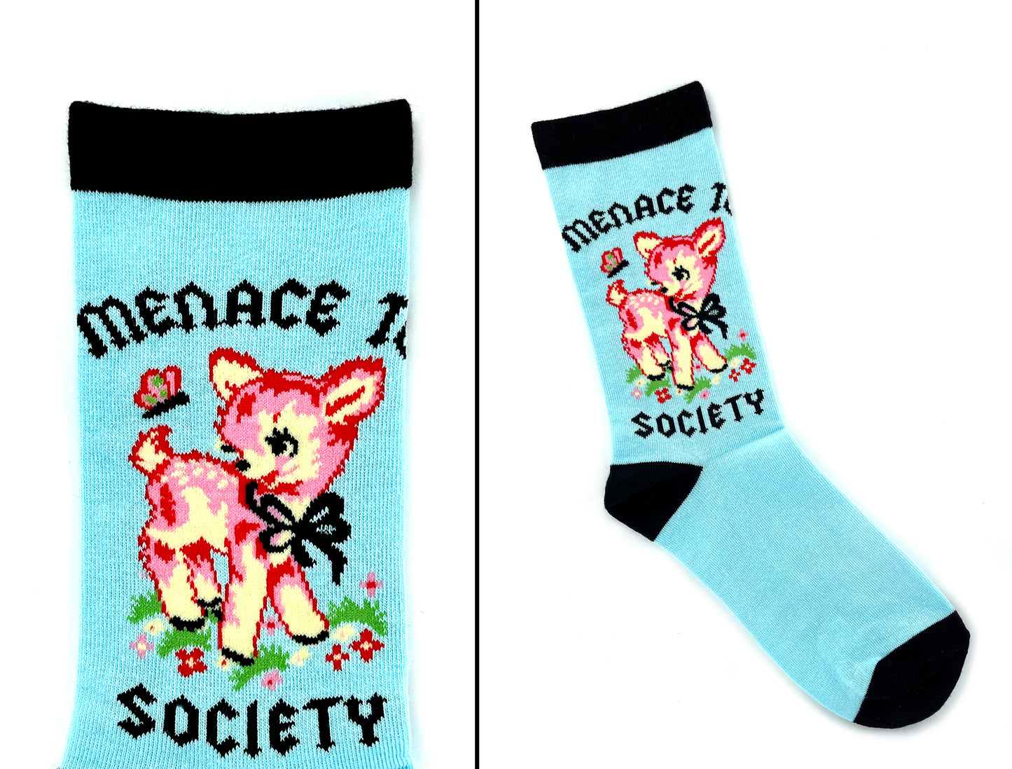 Cute Retro Deer Menace to Society Socks