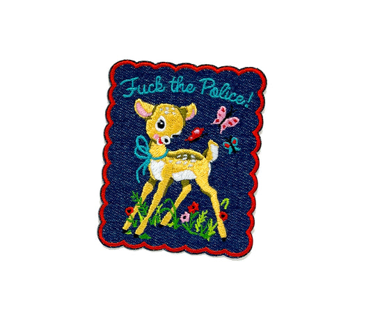 Cute Denim Deer Fuck the Police Patch